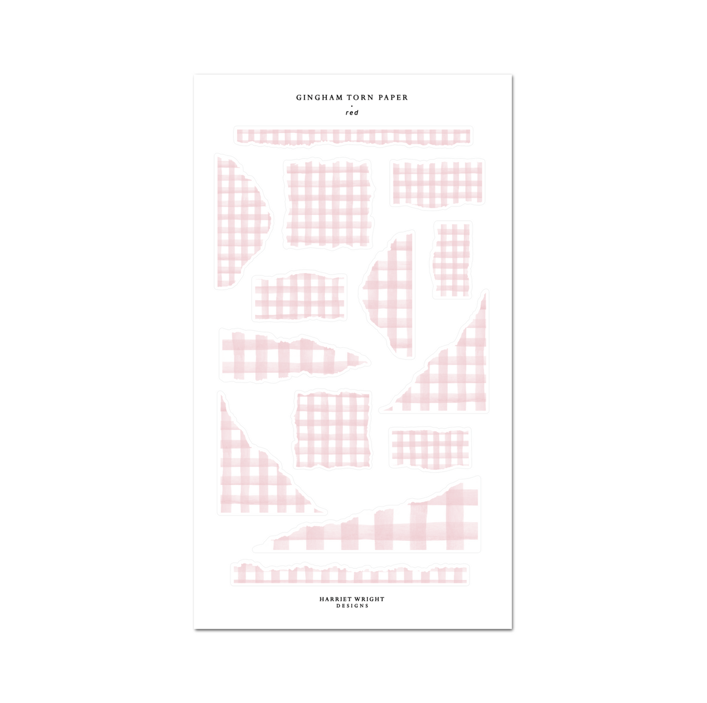 Gingham Torn Paper: Red || Deco Sheet