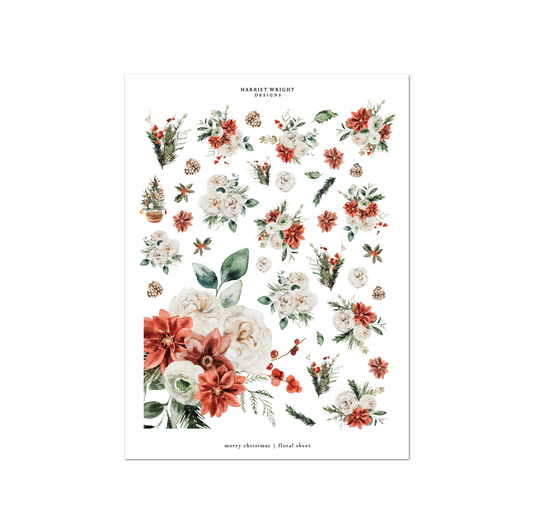 Merry Christmas | Floral Sheet