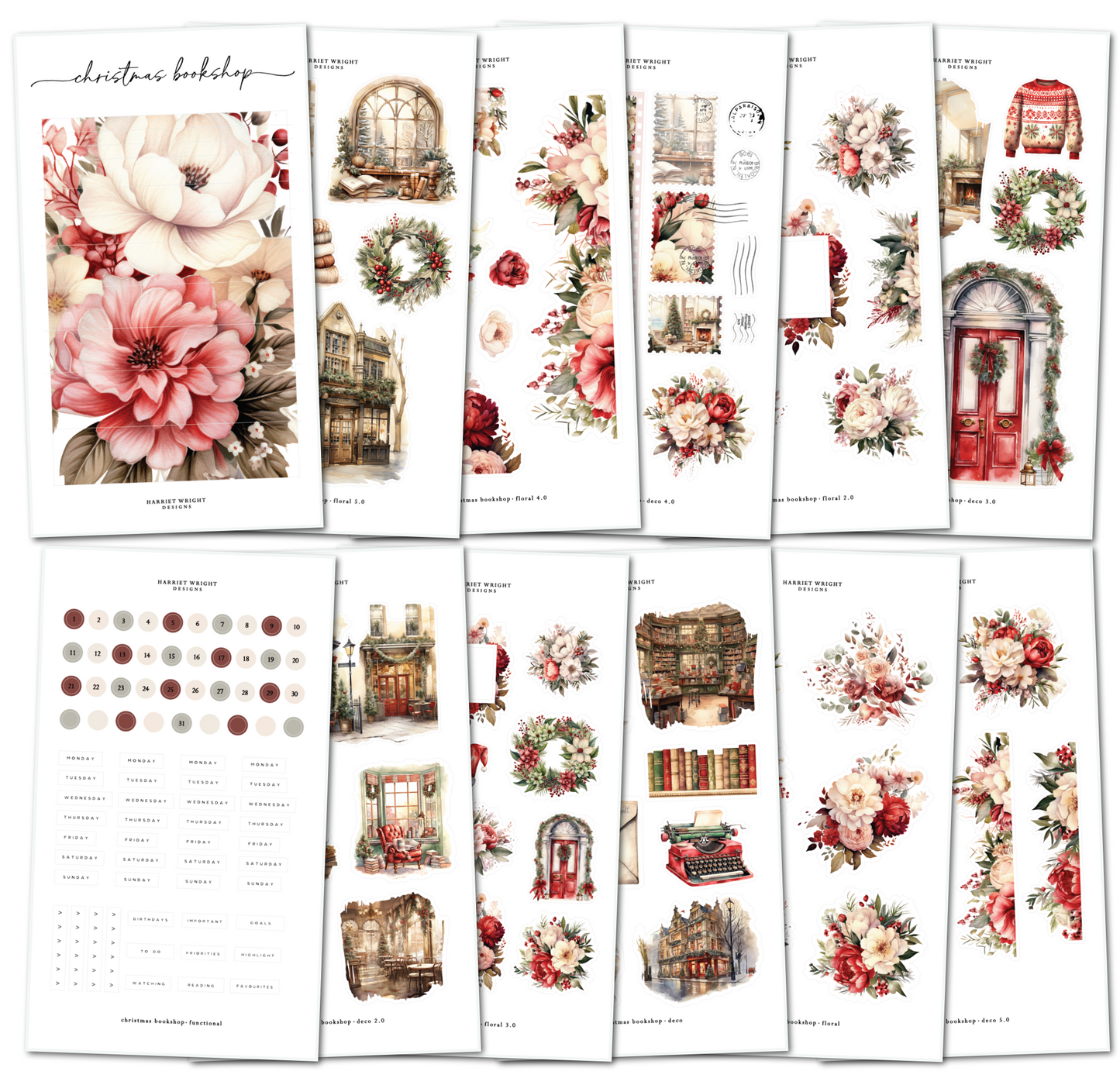 Christmas Bookshop || Decorative Collection (12 Sheets)