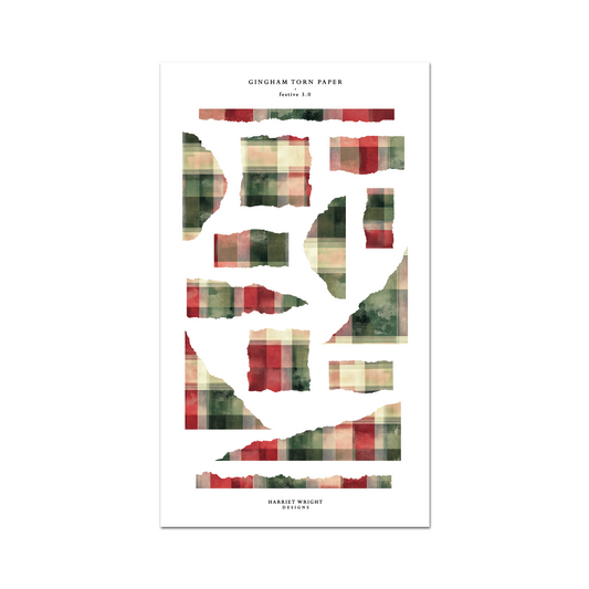 Gingham Torn Paper: Festive 3.0 || Deco Sheet